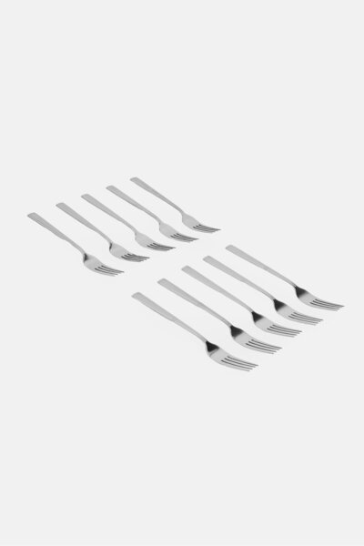 Farberware 10 قطع من شوك العشاء الفاخرة من الفولاذ المقاوم للصدأ، باللون الفضي