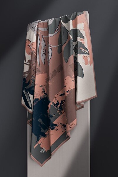 Levidor Soyut Yaprak Fırça Desen Işıltılı Kristal Eşarp