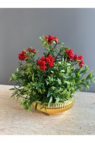 Luvienn Gold Metal Vazolu Yapay Kokina-Masa Dekoru