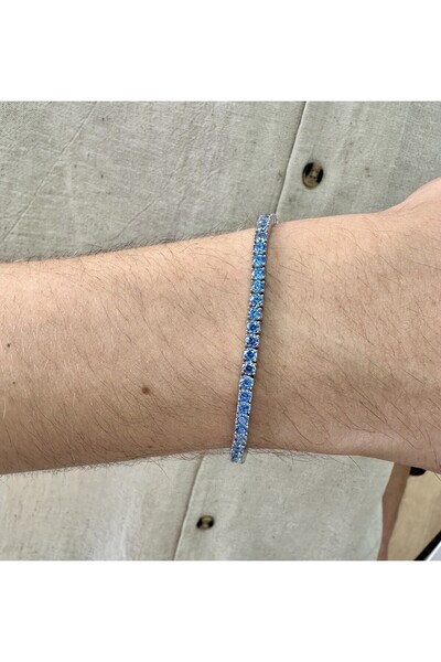 UNA VIDA Brățară tenis argintie 3mm, albastru regal, 18 cm