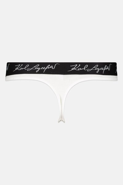 Karl Lagerfeld Women Brand Logo Thong Panty, White