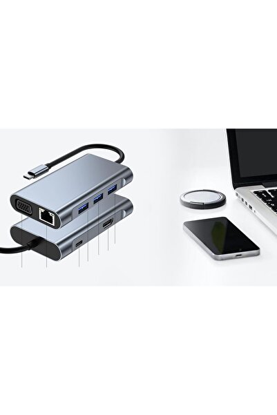 trands TR-HB7386 7-in-1 Multifunctional Type-C Hub, Black