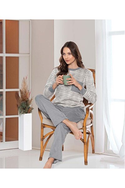 DOWRY Long Sleeve Jacquard Fabric Soft Winter Stylish Elegant Pajama Set 09-171