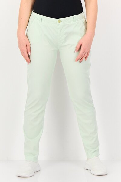 Reiko بنطلون تشينو سادة بقصّة عادية للنساء، لون أخضر نعناعي