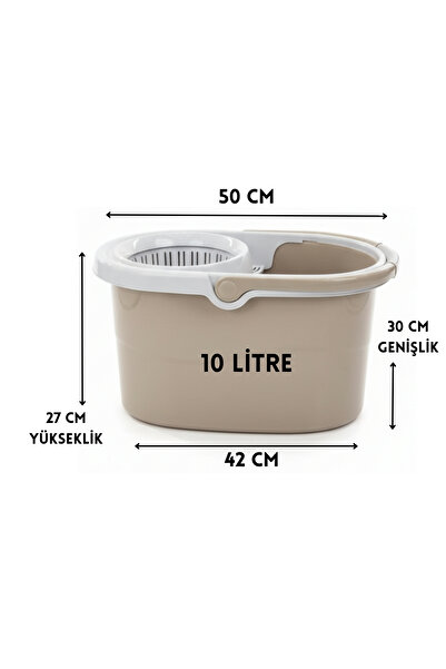 ELDİPA 10 Litre Modern Mop Kova Temizlik Seti – Otomatik Sıkma Kovası + 1 Yedek Başlık Hediyeli Paspas Seti