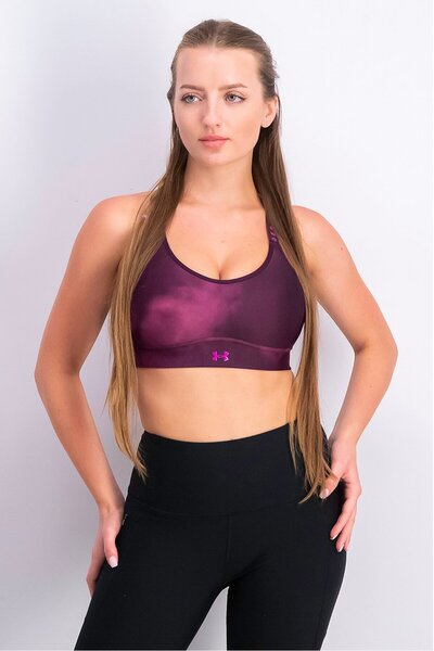 Under Armour حمالة صدر رياضية نسائية بقصّة عادية بدون أكمام ومبطنة قليلاً، لو...