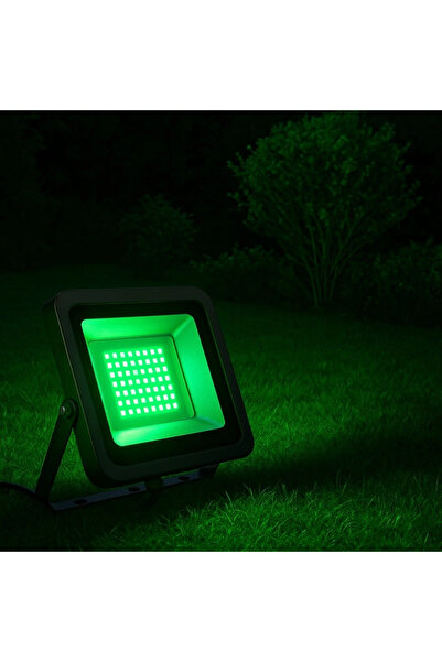 fullreyon Elektrikle Çalışır, 50 Watt Yeşil Işık İç ve Dış Mekan Slim Led Projektör, Yağmurdan Etkilenmez