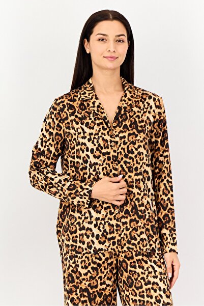 JASON WU طقم بيجامة نسائي من قطعتين بطبعة حيوانية وأكمام طويلة، متعدد الألوان