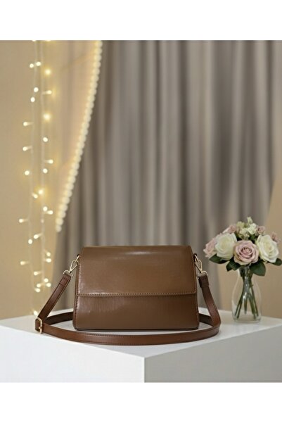 MADESSA COLLECTION Sade Tasarım Ayarlanabilir Askılı Kahverengi El/Omuz Kadın...