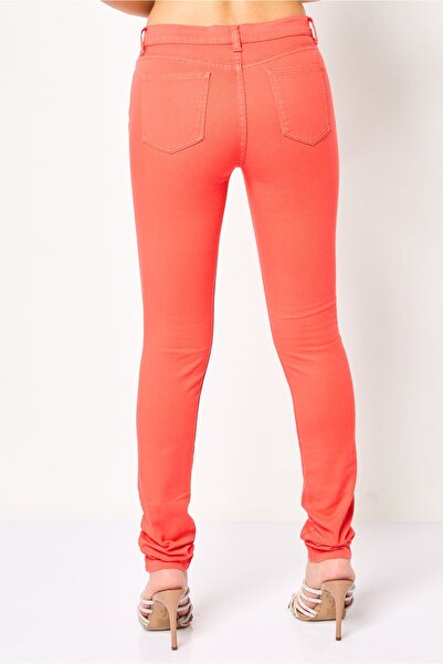 Lacoste Women Slim Fit Solid Stretchable Jeans, Dark Orange