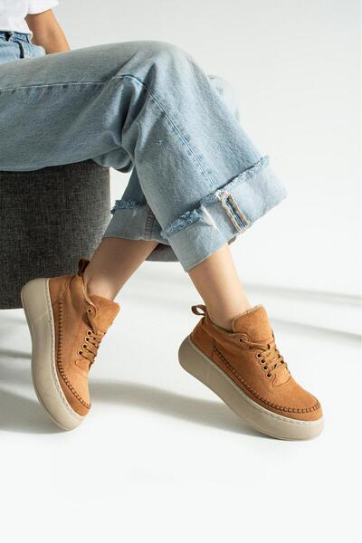 Bufu Muga Kalın Taban Bağcıklı Kadın Kışlık Spor Ayakkabı Sneaker