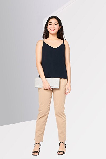 Lacoste Women V-Neck Sleeveless Solid Tank Top, Navy