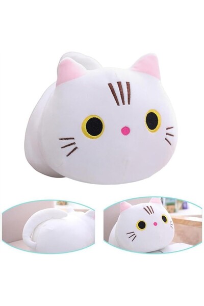 Malvys Plush Toy White Cat "Snowy" 25 cm, Kawaii Toy for Girls and Boys