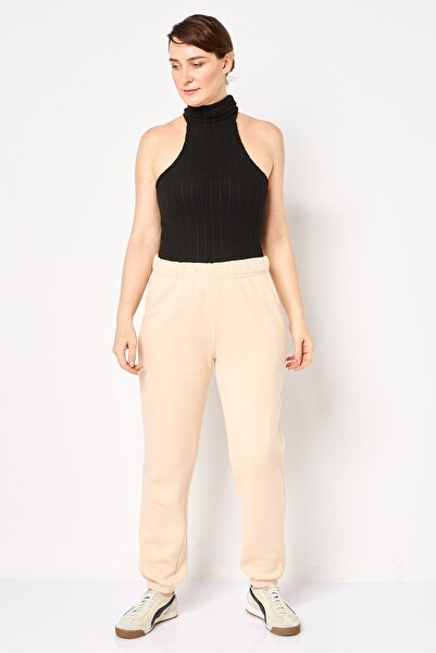 Forever 21 Women Regular Fit Plain Jogger Pants, Beige