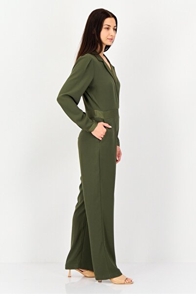 ORSAY Women Solid Long Sleeve Jumpsuit, Dark Olive