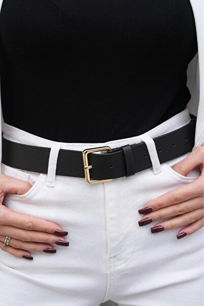 MODAM HİFA 4 cm Gold Buckle Women's Belt Trouser Belt Dress Belt Waist Belt Coat Belt