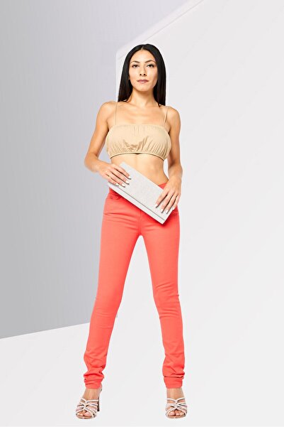 Lacoste Women Slim Fit Solid Stretchable Jeans, Dark Orange