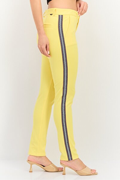 Reiko Women Cigarette Fit Textured Straight Leg Pants, Yellow