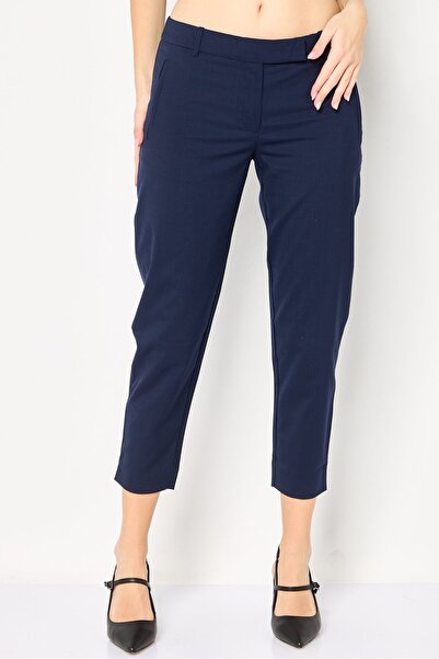 Lacoste Women Regular Fit Plain Dress Pants, Navy