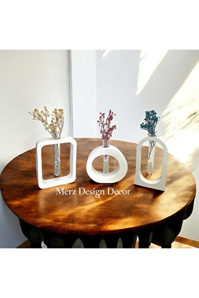 Merz Design Decor Üçlü Bohem Tarz Minimal Tüplü Çiçekli Vazo Seti