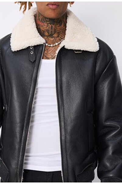 Urban Collection faux fur jacket with white collar