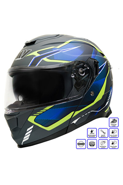 GP KOMPOZİT GP MY HELMET MKS002-EGBY Güneş Vizörlü Şeffaf Çene Açılır Motosik...