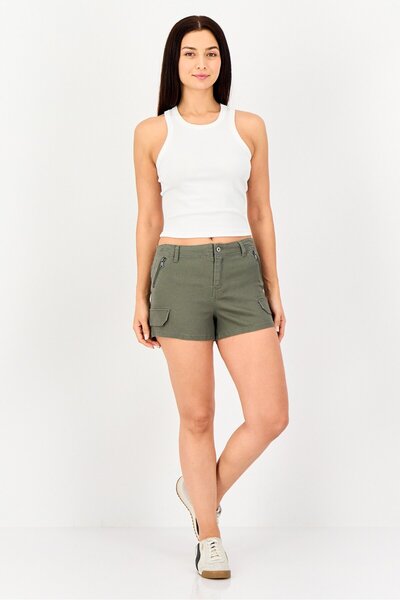 Forever 21 Women Plain Basic Shorts, Dark Olive