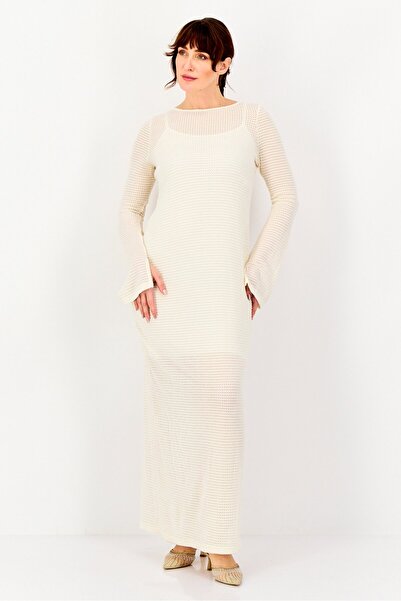 Brave Soul Women Plain Maxi Dress, Cream