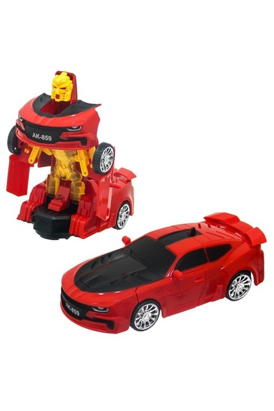 TRUST STORE Kutulu Pilli Robot Olan Araba 16 cm Dönüşebilen Işıklı ve Sesli O...