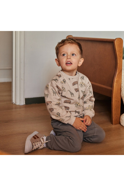 Dirkje Boys' Loose Cotton Side Seam Joggers - Grey