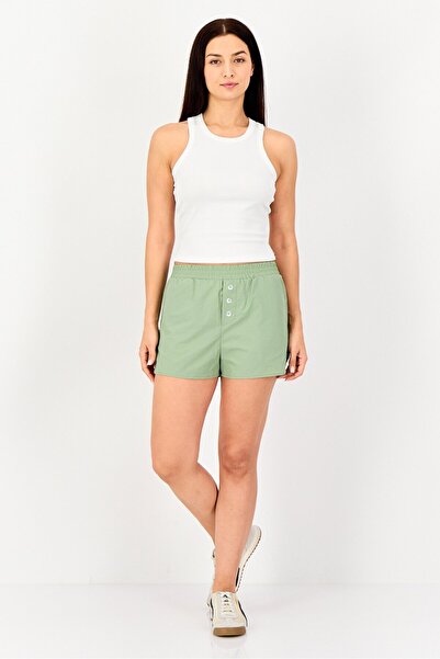 Forever 21 Women Regular Fit Plain Shorts, Sage Green