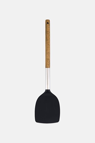 Kitchenera Silicone Slide Turner With Wooden Handle, Black