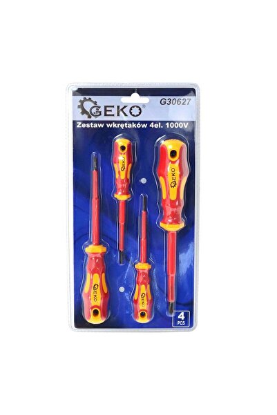 GEKO INSULATED SCREWDRIVER SET FOR ELECTRICIANS 1000V 4 PIECES
