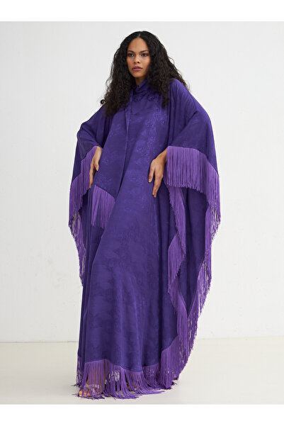 Store Wf Purple Jacquard Tassel Kaftan