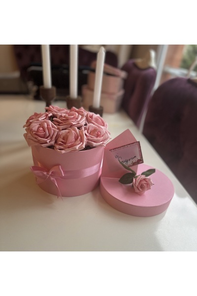 marimari Sevgiliye Özel Hediye Gül Kutu Pembe Hediyelik Çiçek Dogum Günü buke...