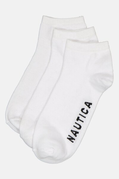 Nautica Men 3 Pairs Brand Logo Low Cut Socks, White