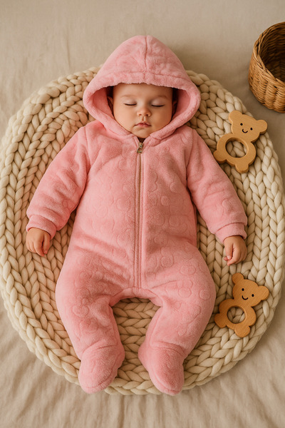 GMG Baby KIZ BEBEK EKOSELU YUMUŞACIK TAVŞAN DESENLİ PELUŞ TULUM PATİKLİ-PATİK...