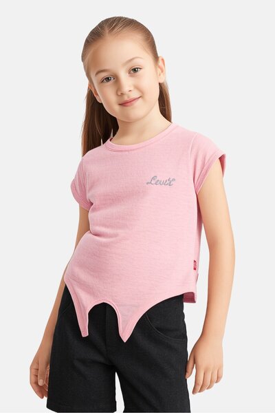 Levi's Toddlers Girl Ebroidered Logo Short Sleeves T-Shirt, Pink