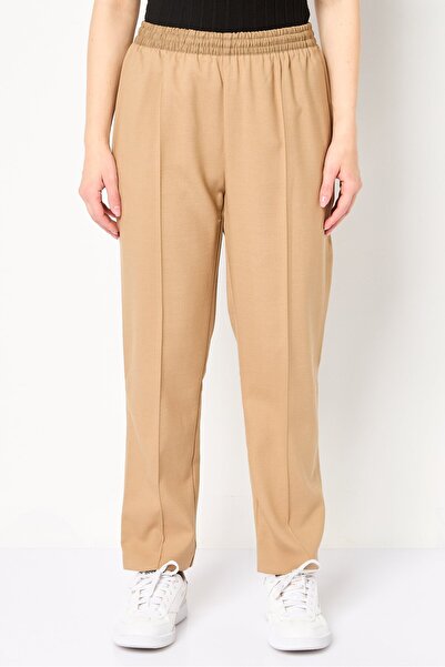 Lacoste Women Regular Fit Solid Straight Leg Pants, Tan