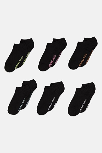 Steve Madden Women 6 Pair Brand Logo Low Cut Socks, Black