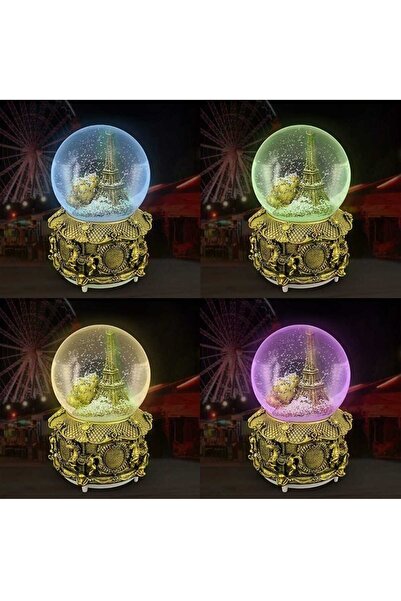 nesever store Paris Işıklı Müzikli Püskürtmeli Büyük Boy Kar Küresi Özel Tasa...