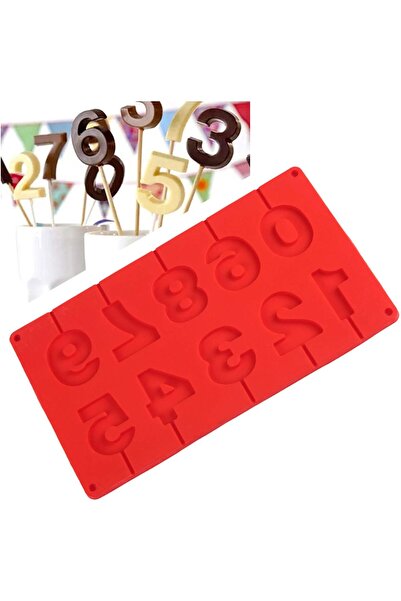 LUXER Forma din Silicon pentru 10 Acadele in forma de Cifre/Numere Aniversare, din Ciocolata, Jeleu, Zahar