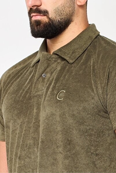 Cerruti 1881 Men Regular Fit Embroidered Logo Short Sleeves Polo Shirt, Dark Olive