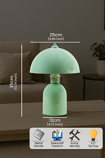 Marrien Luna Lampshade | Mint Green Metal Body - 25 cm - Living Room & Bedroom & Hall Lighting