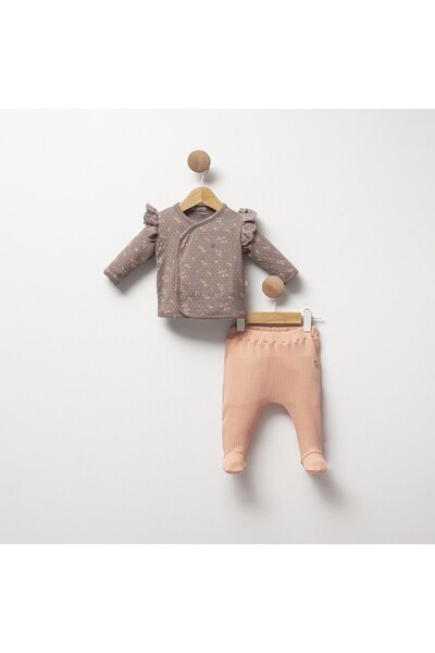 Cassiope Serenity Baby Girl Shoulder Embroidered Bodysuit with Booties Set