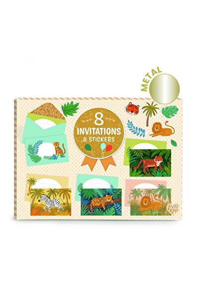 djeco Set de invitatii cu animale din jungla, Djeco, varianta universala copii