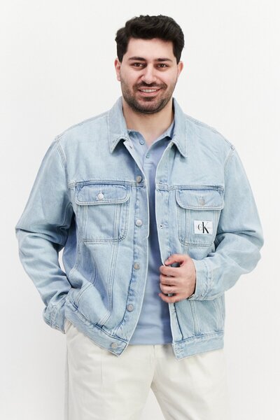 Calvin Klein Jeans Men Regular Fit Washed Denim Jacket, Blue