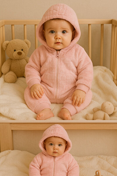 GMG Baby KIZ BEBEK EKOSELU YUMUŞACIK TAVŞAN DESENLİ PELUŞ TULUM PATİKLİ-PATİK...