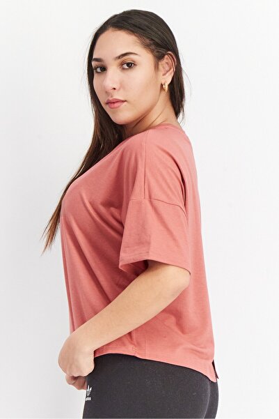 adidas Women Regular Fit Short Sleeve Brand Logo T-Shirt, Light Red