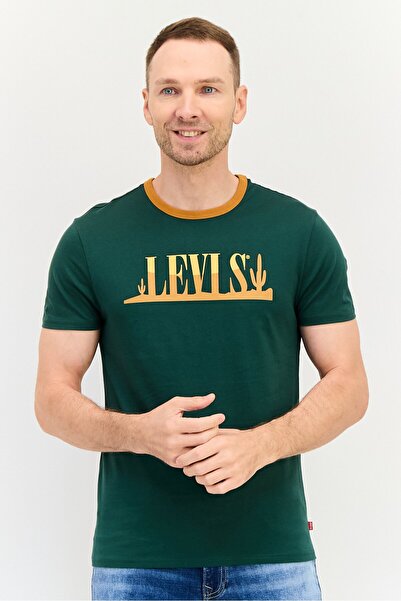 Levi's Men Crew Neck Short Sleeve Brand Logo T-Shirt, Green